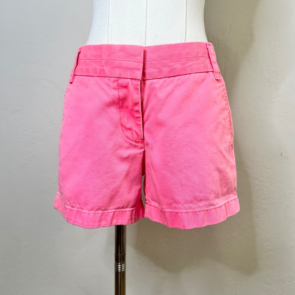 J.Crew Chino Shorts Pink Cotton Mid Rise Preppy Casual Summer 3.5" Inseam Size 0